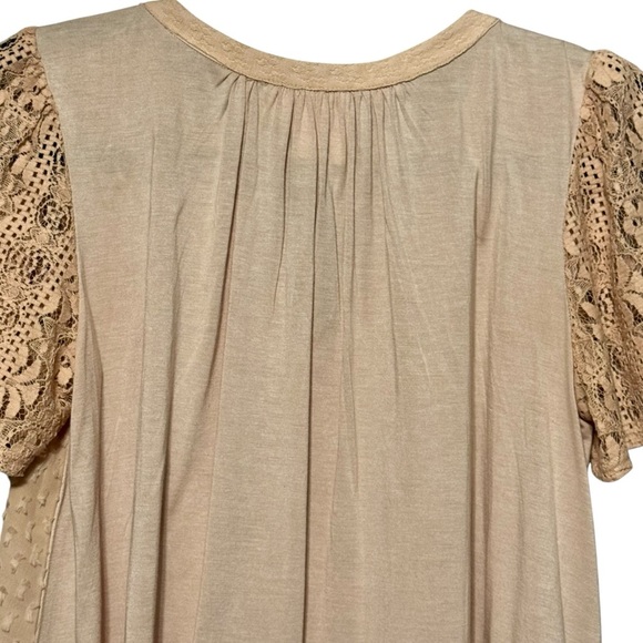 One September | Anthropologie Cora Clip Dot Textured Lace Sleeve Romantic Blouse - Picture 7 of 10